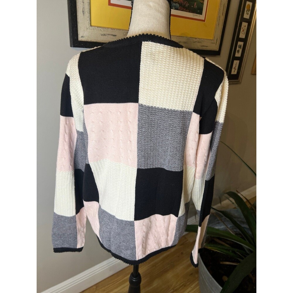 Allison Daley Soft Knit Color Block Button Up Car… - image 3
